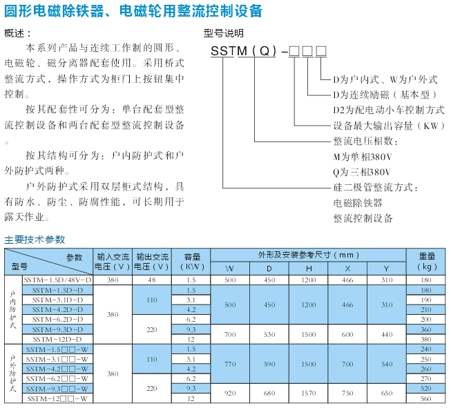 圓形電磁除鐵、電磁輪用整流控制設(shè)備